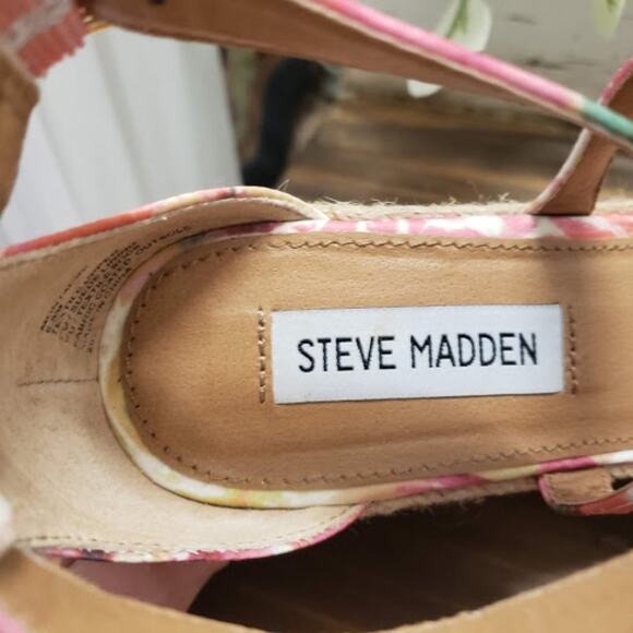 Steve Madden Floral "Montaukk" Espadrille Platform Wedge Heeled Sandals Size 6.5 - Picture 8 of 8